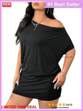 Plus Size Off The Shoulder Mini Dress Short Sleeve Bodycon
